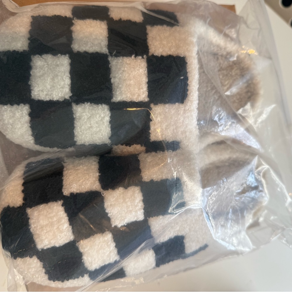 Checkered Black and White Slippers